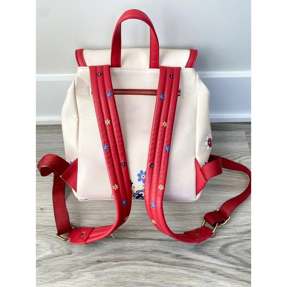 Boxlunch Our Universe Marvel Spider-Man Floral Mini Backpack Cream Red Universal